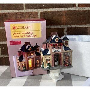 Crosslight Santa’s Workshop Porcelain Christmas Plug in Night Light in Box